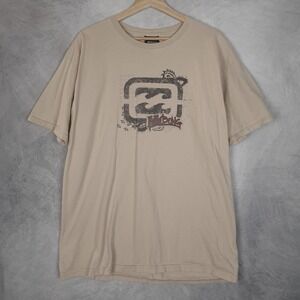 Vintage Billabong Shirt Mens Large Tan Graphic Logo Short Sleeve Surf Skate Y2K